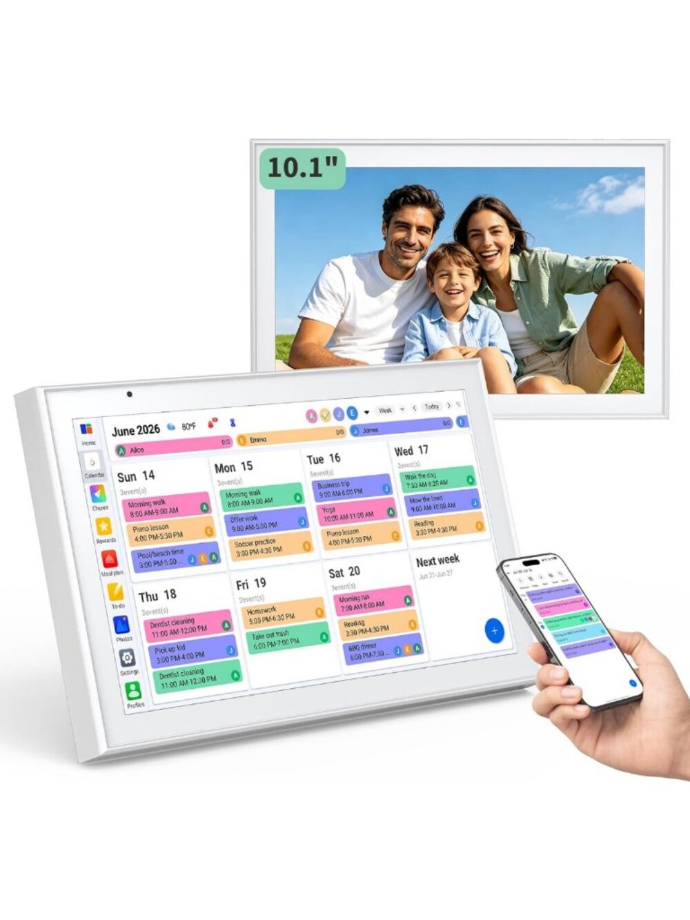 10.1" Smart Touchscreen Family Organizer - Digital Calendar, Meal Planner